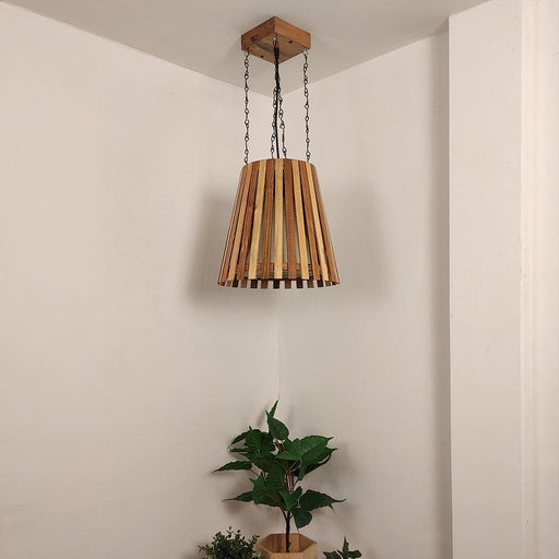 Buy Hanging Lights - Soyuz Beige & Brown Wooden Single Hanging Light by Symplify on IKIRU online store