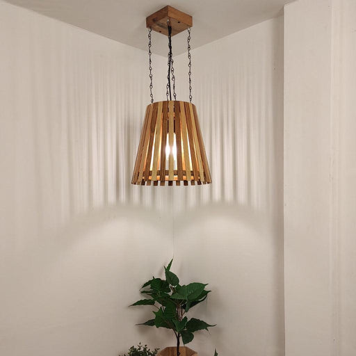 Buy Hanging Lights - Soyuz Beige & Brown Wooden Single Hanging Light by Symplify on IKIRU online store