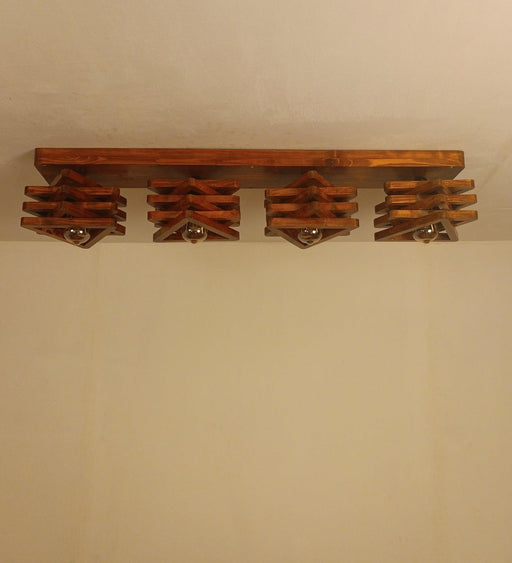 Buy Hanging Lights - Star Brown Wooden 4 Series Ceiling Light by Symplify on IKIRU online store