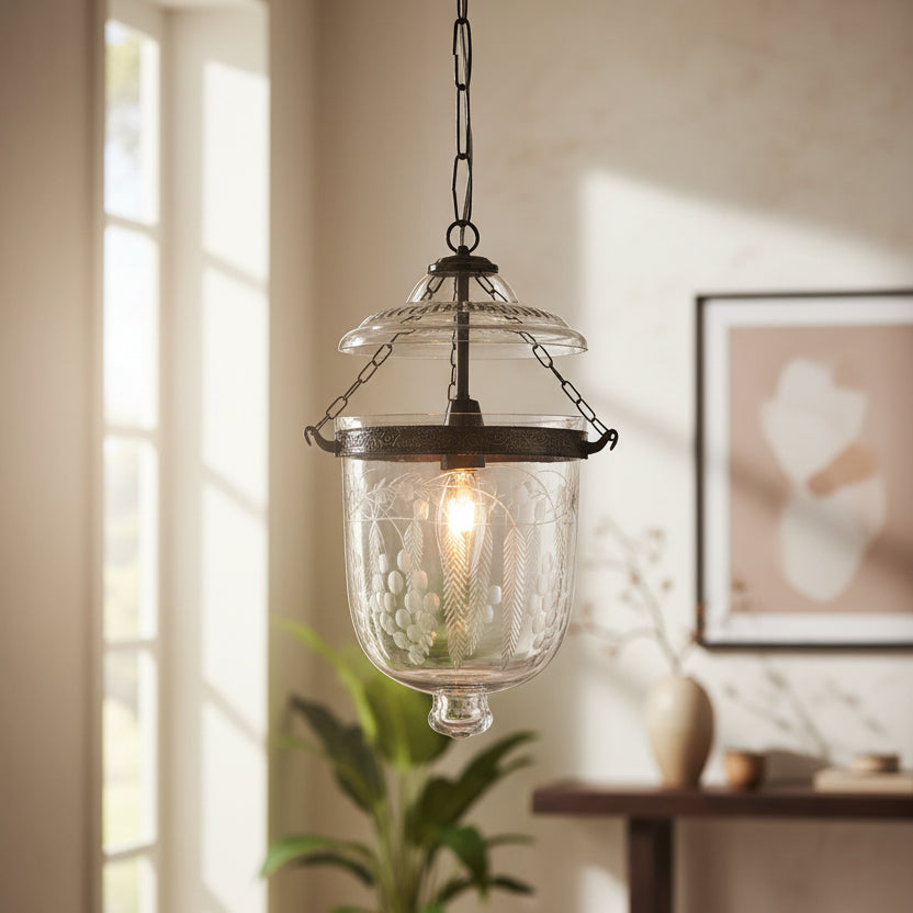 Buy Hanging Lights - Traditional Floral Etched Metal Single Ceiling Pendant Hanging Light Lamp For Home Decor by Fos Lighting on IKIRU online store