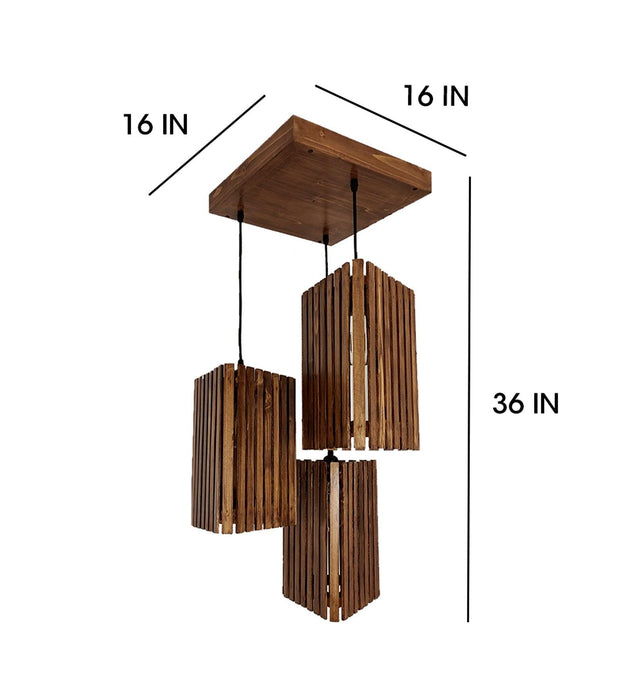 Buy Hanging Lights - Trikona Cluster Hanging Light | Wooden Pendant Lamps by Symplify on IKIRU online store