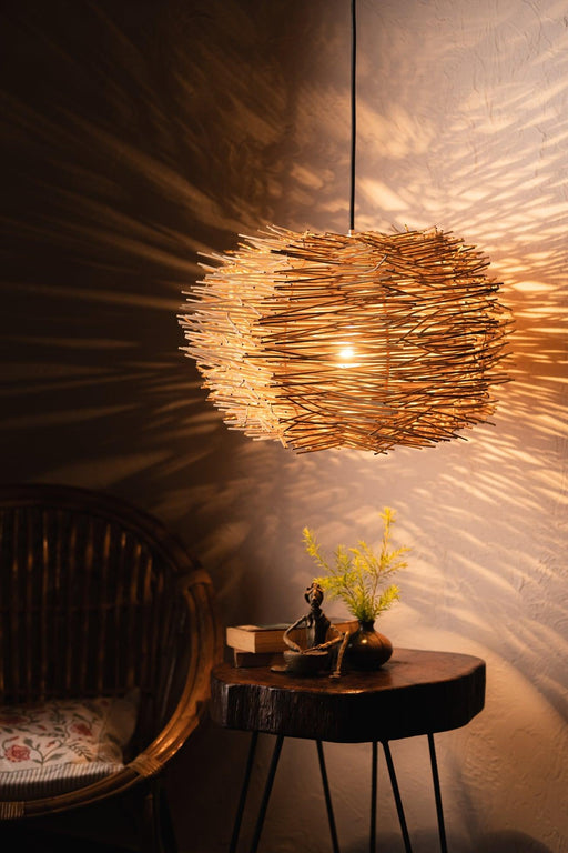 Buy Hanging Lights - Unique Abstract Pendant Lampshade For Bedroom & Living Room | Decorative Rattan Hanging Light by Tesu on IKIRU online store