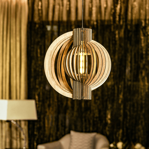 Buy Hanging Lights - Unique Orbit Glow Decorative Pendant Light | Wooden Hanging Lampshade For Home Decor by Teesha on IKIRU online store