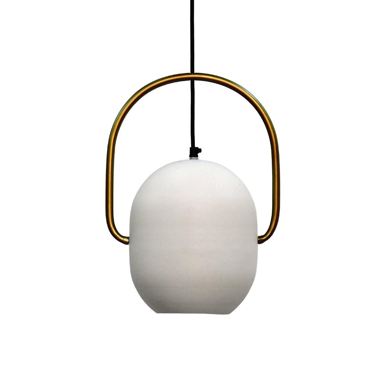 Buy Hanging Lights - White Coating And Brass Iron Finish Ezhil White Pendant Lamp | Hanging Light For Home by Home Blitz on IKIRU online store