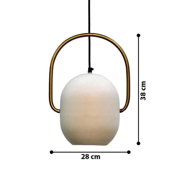 Buy Hanging Lights - White Coating And Brass Iron Finish Ezhil White Pendant Lamp | Hanging Light For Home by Home Blitz on IKIRU online store