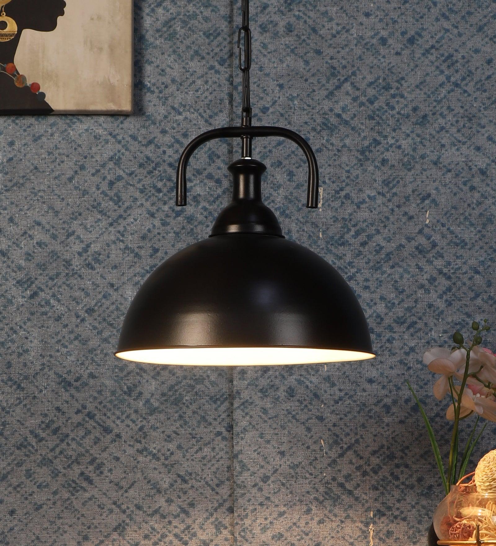 Buy Hanging Lights - Zendoz Minimal Hanging Light | Black Metallic Pendant Lampshade For Home & Office by ELIANTE by Jainsons Lights on IKIRU online store