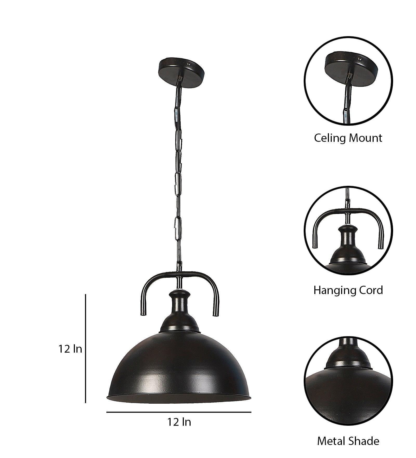Buy Hanging Lights - Zendoz Minimal Hanging Light | Black Metallic Pendant Lampshade For Home & Office by ELIANTE by Jainsons Lights on IKIRU online store