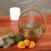 Buy Incense Burner & Holder - Antique Brass Loban Dhoop Daan For Home & Puja Room by Manor House on IKIRU online store
