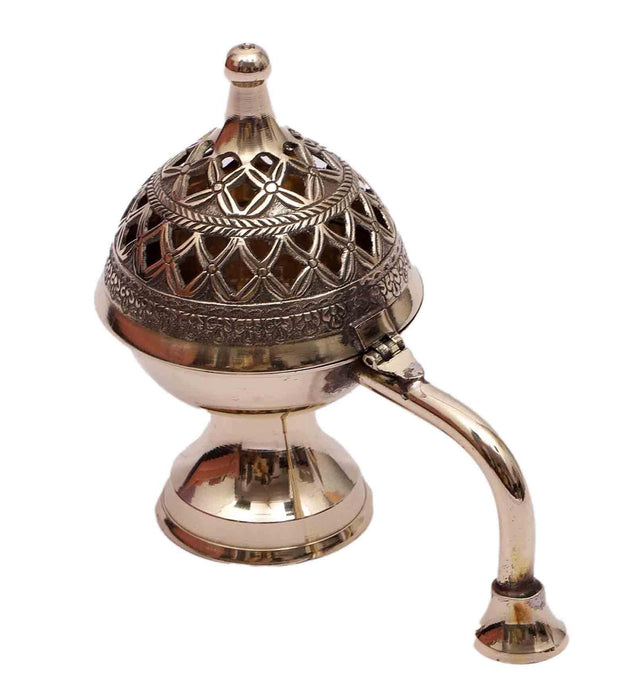 Buy Incense Burner & Holder - Golden Brass Lobaan Dhoop Daan With Handle For Puja Essentials by Amaya Decors on IKIRU online store