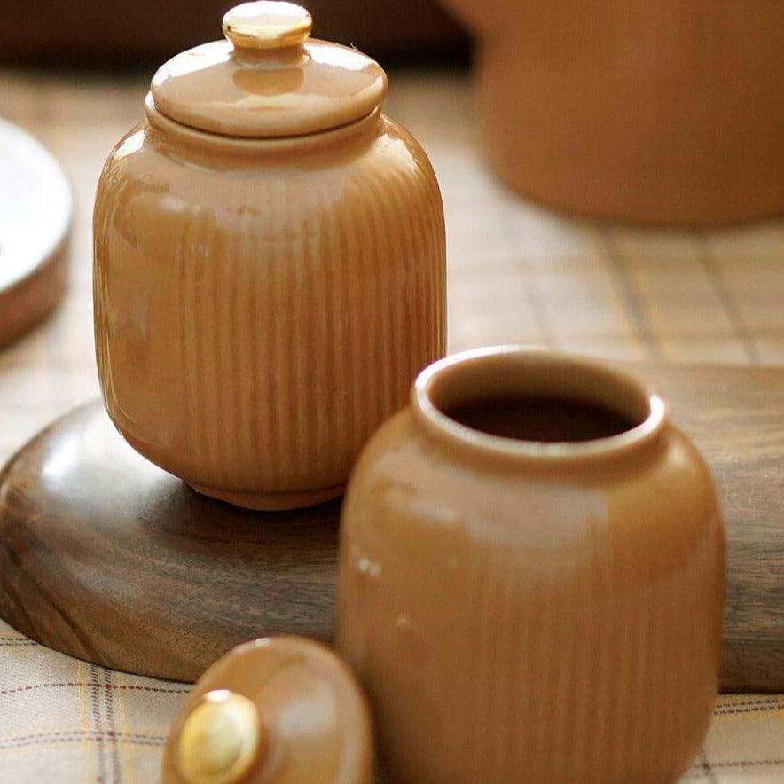 Buy Jars - Baardez Ceramic Jam Jars Set Of 2 | Multipurpose Storage Container For Kitchen & Dining Table by Courtyard on IKIRU online store