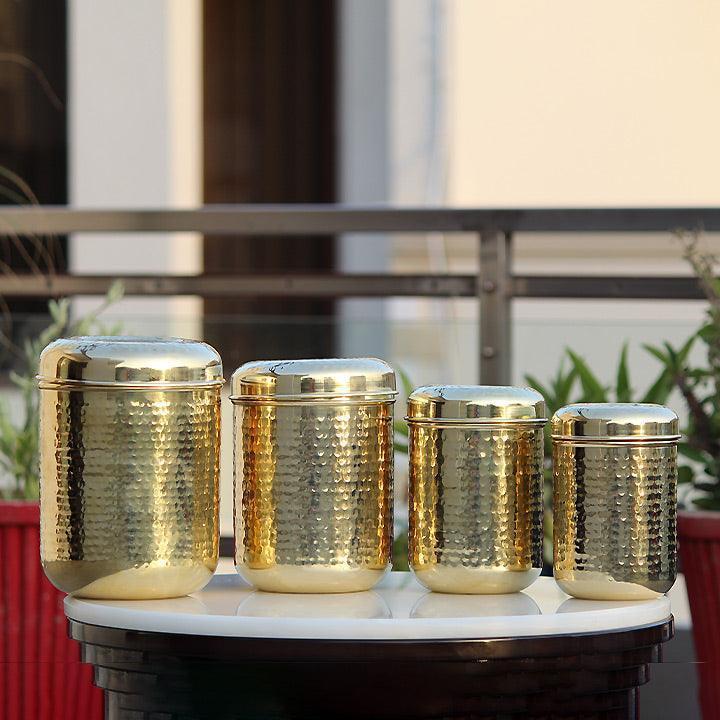 Buy Jars - Brass Kitchen Container For Storage | Dabba With Lid by Indian Bartan on IKIRU online store