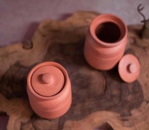 Buy Jars - Earthenware Clay Pot Self Cooling Set of 2 Terracotta Mitti Storage Jar with Lid by Trance Terra on IKIRU online store
