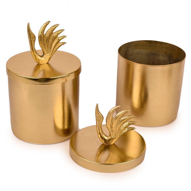 Buy Jars - Gold Finish Metal Jars With Swan Lid For Nuts & Chocolates | Dining Table & Kitchen Essentials by Manor House on IKIRU online store