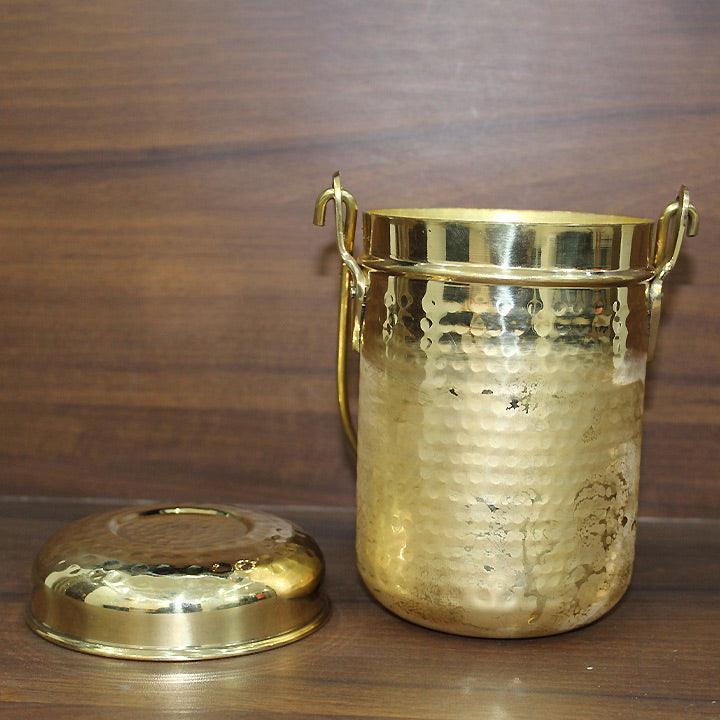 Buy Jars - Golden Brass Milkpot With Handle | Can & Dolu Bartan by Indian Bartan on IKIRU online store
