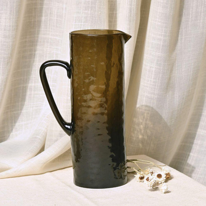 Buy Jugs - Brown Hammered Glass Pitcher by Muun Home on IKIRU online store