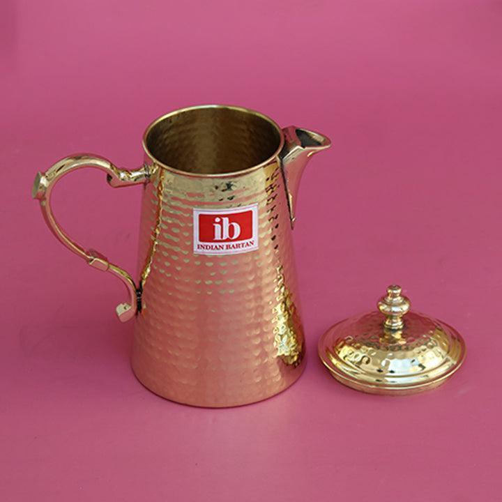 Buy Jugs - Golden Brass Water Jug With Lid For Home & Kitchen | Peetal Bartan by Indian Bartan on IKIRU online store