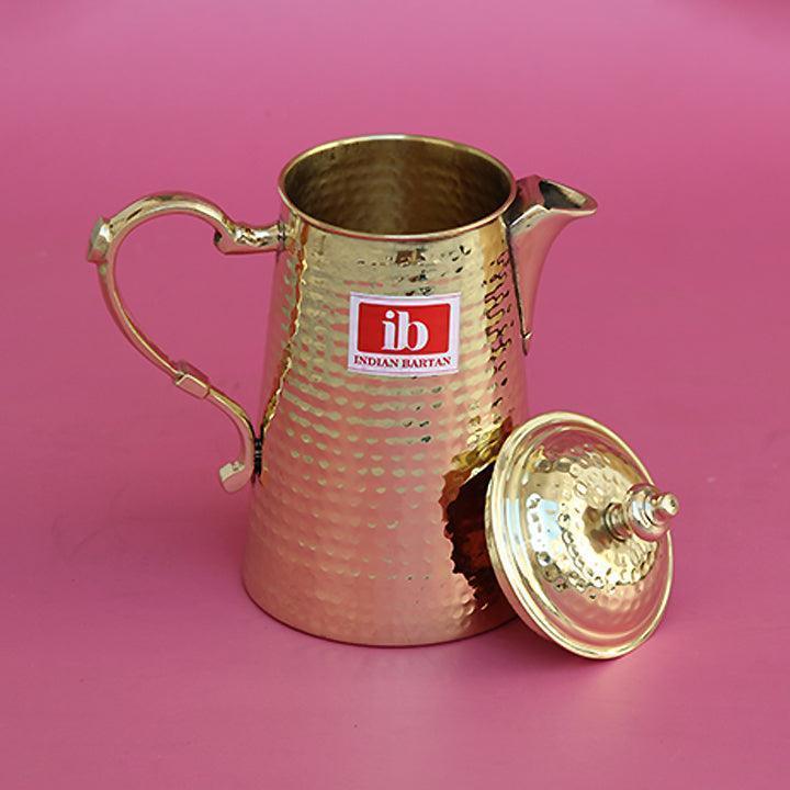 Buy Jugs - Golden Brass Water Jug With Lid For Home & Kitchen | Peetal Bartan by Indian Bartan on IKIRU online store