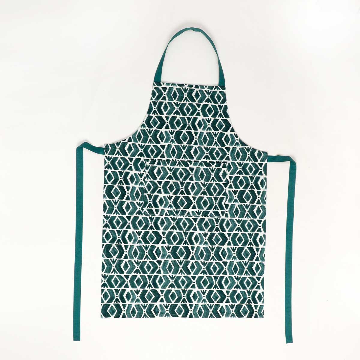 Buy Kitchen Apron - Geo Teal Blue & White Cotton Apron For Women | Kitchen Essentials by Home4U on IKIRU online store