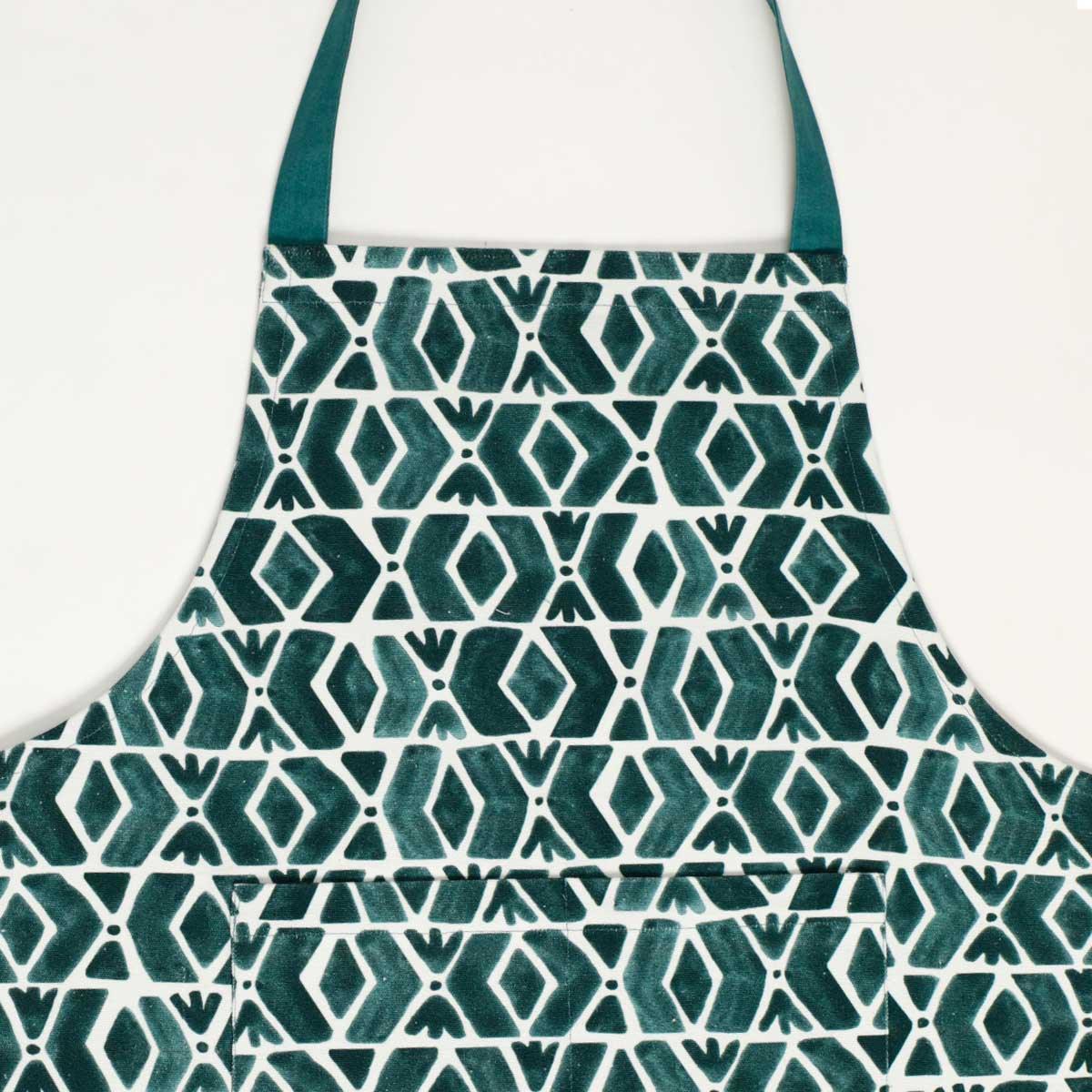 Buy Kitchen Apron - Geo Teal Blue & White Cotton Apron For Women | Kitchen Essentials by Home4U on IKIRU online store