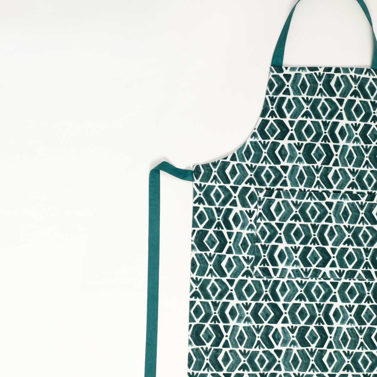 Buy Kitchen Apron - Geo Teal Blue & White Cotton Apron For Women | Kitchen Essentials by Home4U on IKIRU online store
