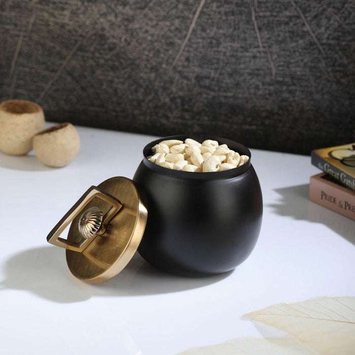 Buy Kitchen Container - Darius Gold & Black Storage Box With Lid | Container Jar For Kitchen & Dining Table by De Maison Decor on IKIRU online store