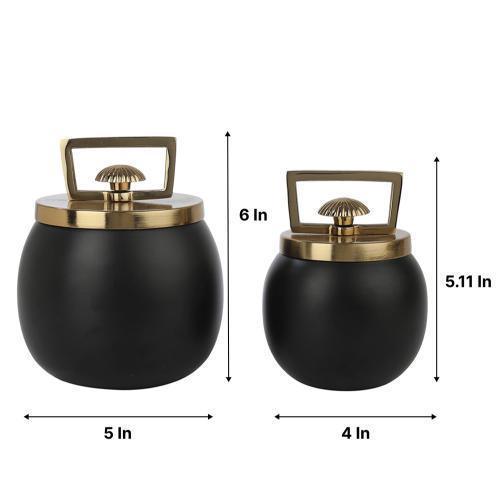 Buy Kitchen Container - Darius Gold & Black Storage Box With Lid | Container Jar For Kitchen & Dining Table by De Maison Decor on IKIRU online store