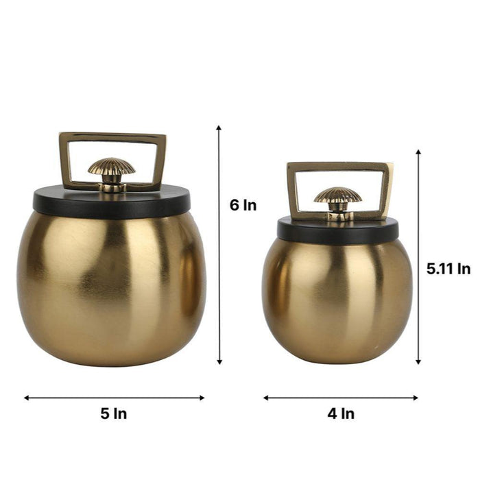 Buy Kitchen Container - Darius Gold & Black Storage Box With Lid | Container Jar For Kitchen & Dining Table by De Maison Decor on IKIRU online store