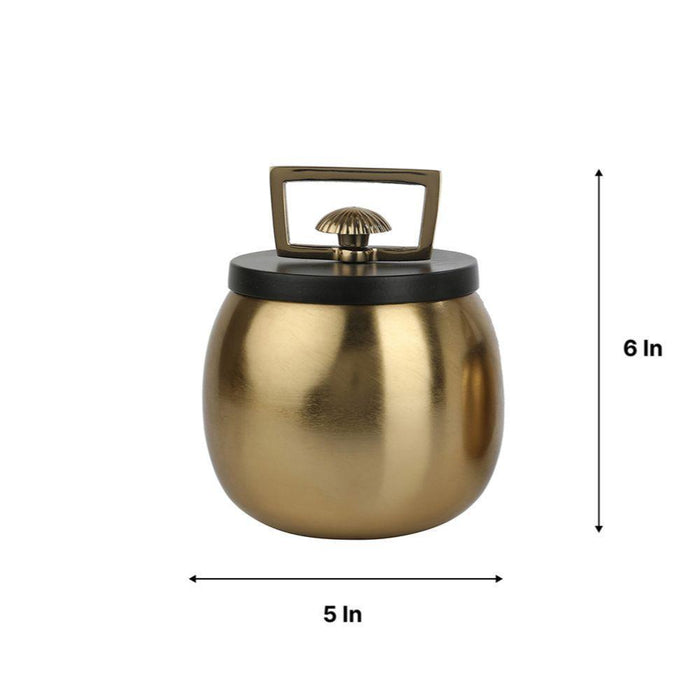 Buy Kitchen Container - Darius Gold & Black Storage Box With Lid | Container Jar For Kitchen & Dining Table by De Maison Decor on IKIRU online store