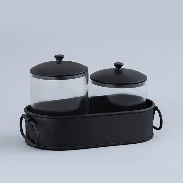 Buy Kitchen Container - Matt Black Iron & Glass Canister Set | Food Storage Container For Kitchen by Indecrafts on IKIRU online store