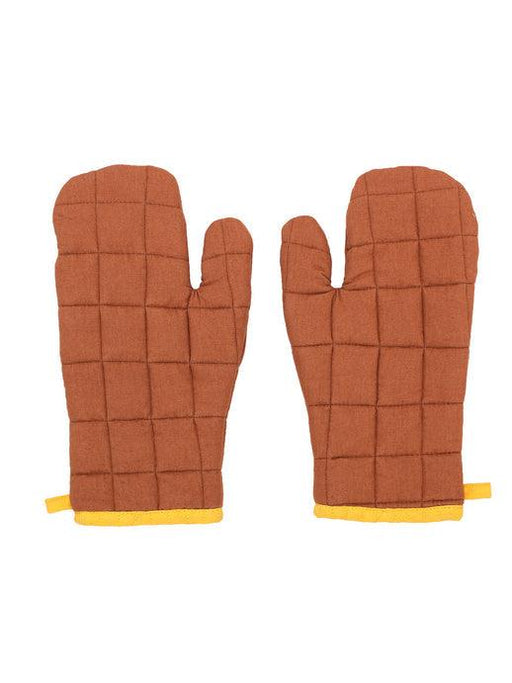 Buy Kitchen Gloves - Brown and Yellow Cotton Meringues Gloves For Microwave & Kitchenware by House this on IKIRU online store