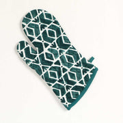 Buy Kitchen Gloves - Geo Teal Blue & White Mitten | Stylish Cotton Oven Glove For Kitchen by Home4U on IKIRU online store