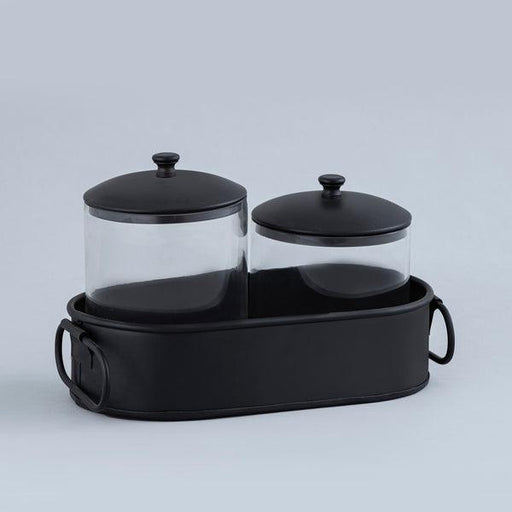 Buy Kitchen Storage & Containers - Matt Black Iron & Glass Canister Set | Food Storage Container For Kitchen by Indecrafts on IKIRU online store