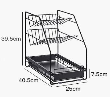 Buy Kitchen storage/organiser - Black & White Carbon Steel Under Sink Storage Organizer Rack Stand For Home & Kitchen by Arhat Organizers on IKIRU online store