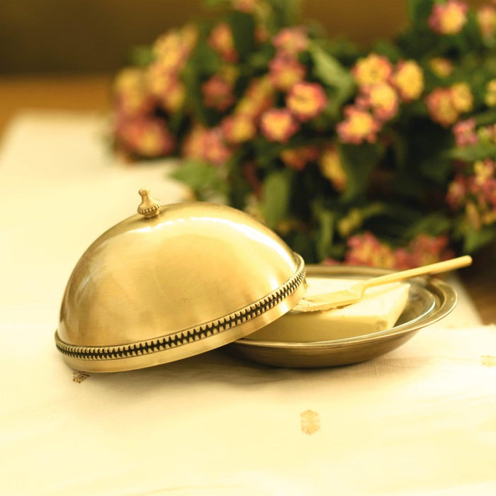 Buy Kitchen Utilities - Barmer Butter Dish With Glass Liner & Brass Spreader by Courtyard on IKIRU online store