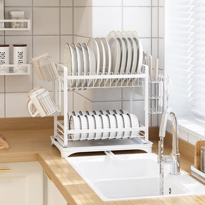 Buy Kitchen Utilities - Carbon Steel Double Layer Dish Rack Stand | Utensils Holder & Storage Organizer For Kitchen by Arhat Organizers on IKIRU online store