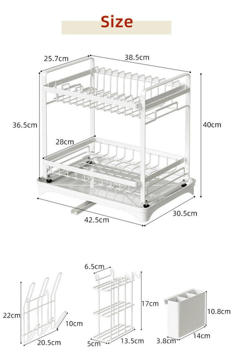 Buy Kitchen Utilities - Carbon Steel Double Layer Dish Rack Stand | Utensils Holder & Storage Organizer For Kitchen by Arhat Organizers on IKIRU online store