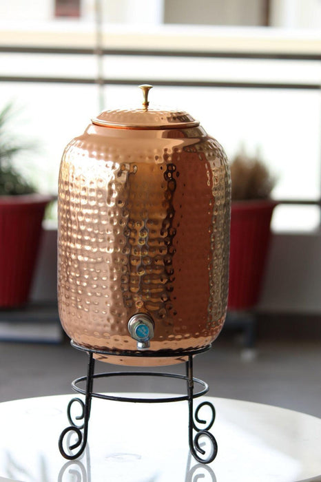 Buy Kitchen Utilities - Copper Hammered Water Dispenser With Tap | Storage Camper by Indian Bartan on IKIRU online store