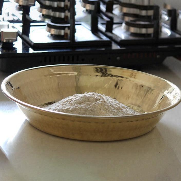 Buy Kitchen Utilities - Golden Brass aesthetic Round Paraat | Thaal For Serveware & Kitchen Utilities by Indian Bartan on IKIRU online store