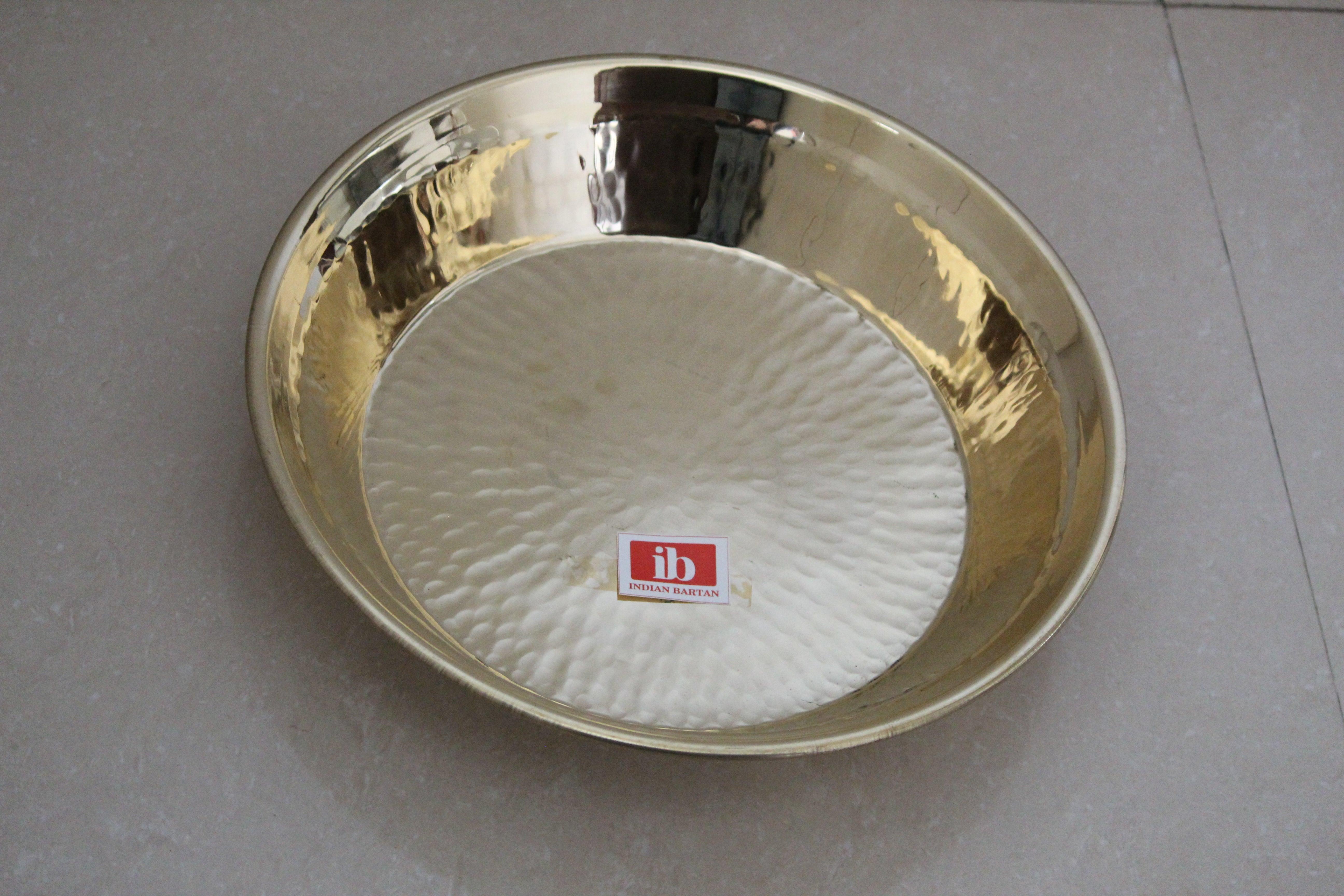 Buy Kitchen Utilities - Golden Brass aesthetic Round Paraat | Thaal For Serveware & Kitchen Utilities by Indian Bartan on IKIRU online store