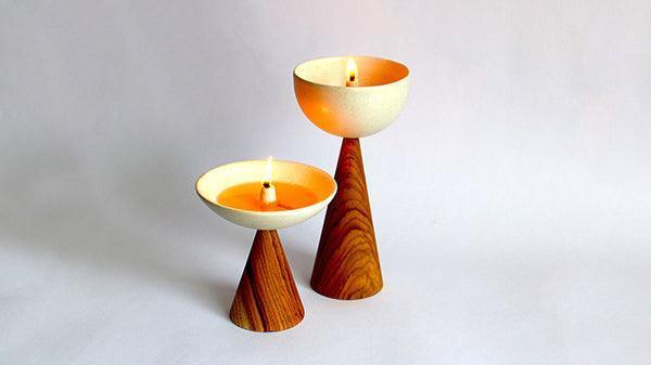 Buy Kitchen Utilities Selective Edition - UT Ceramic & Wood Oil Lamp Stand | Candle Holder For Home Decor by Rayden on IKIRU online store