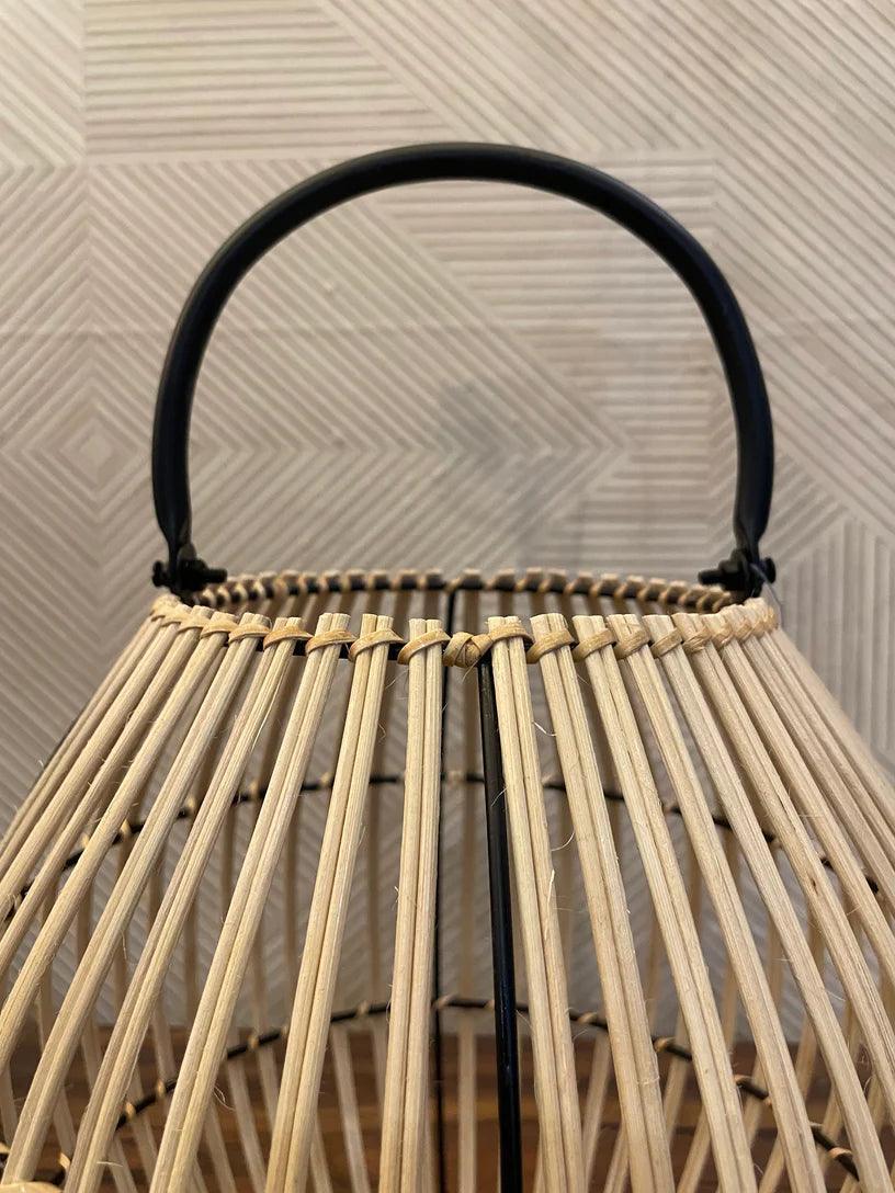 Buy Lantern - Aesthetic Oval Rattan Hanging Lantern | Natural & Black Tealight Candle Holder For Home Decor by Tesu on IKIRU online store