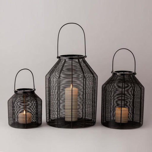 Buy Lantern - Black Metallic Hanging Lantern | Tealight Candle Holder For Home & Party Decor Set Of 3 by Indecrafts on IKIRU online store