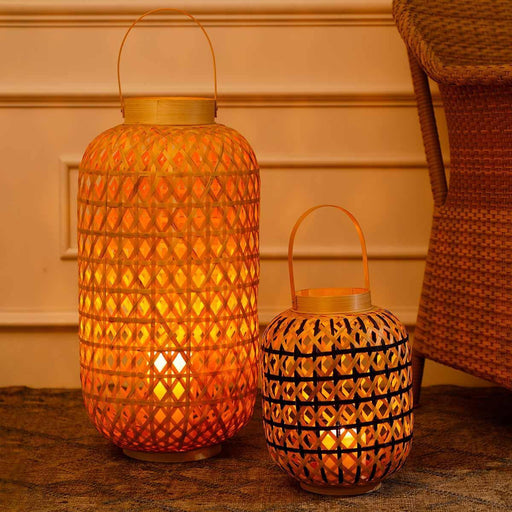 Buy Lantern - Mantice Bamboo Lantern for Home Decor | Illuminate Pendant Lamp by Home4U on IKIRU online store