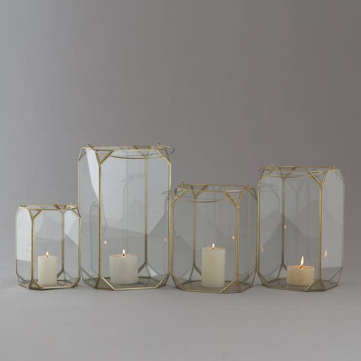 Buy Lantern - Stylish Brass Hanging Lantern Set Of 4 | Decorative Glass Finish Tealight Candle Holder For Home Decor by Indecrafts on IKIRU online store