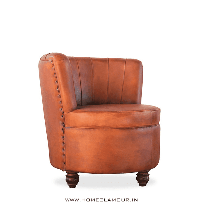 Buy Lounge Chair - Detroit Leather Chair | Round Cushion Seat For Home Decor by Home Glamour on IKIRU online store