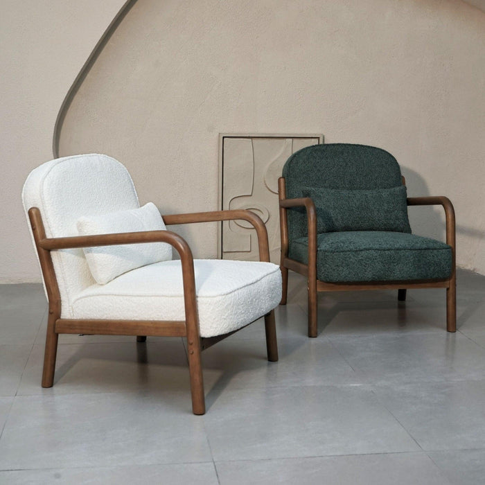 Buy Lounge Chair - Elara Boucle Armchair | Wooden Cushion Chair by Muun Home on IKIRU online store