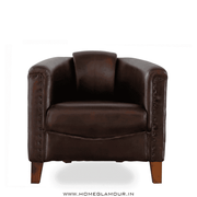 Buy Lounge Chair - Eric Leather Lounge Chair | Vintage Furniture Executive Sofa by Home Glamour on IKIRU online store