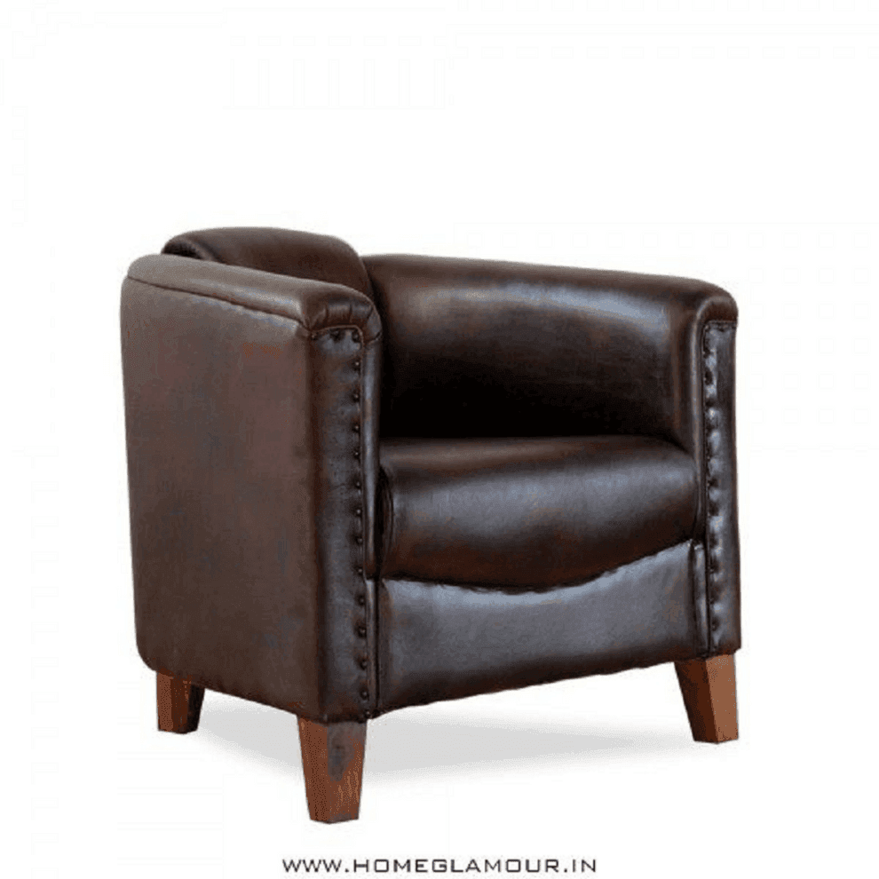 Buy Lounge Chair - Eric Leather Lounge Chair | Vintage Furniture Executive Sofa by Home Glamour on IKIRU online store