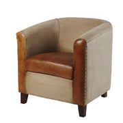 Buy Lounge Chair - Espano Leather Canvas Sofa by Home Glamour on IKIRU online store