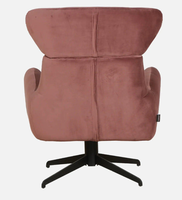 Buy Lounge Chair - Florida 1 Seater Revolving Velvet Fabric Chair In Pink Color by Furnitech on IKIRU online store